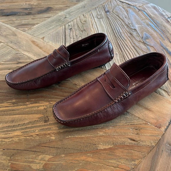 To Boot New York Adam Derrick Mens Brown Leather Driving Moccasins Loafers Shoes - Picture 3 of 12